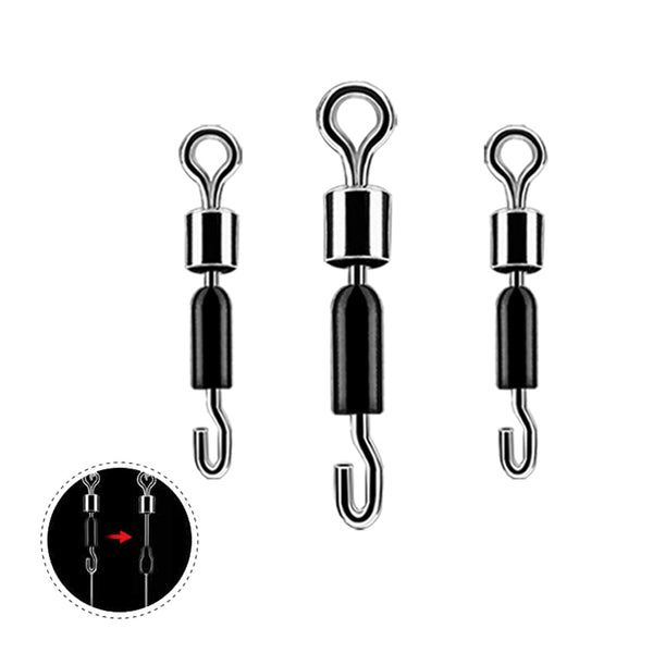 30PCS/Lot Ball Bearing Swivel Solid Rings Fishing Connector Ocean Boat Fishing Hooks Quick Fast Link Connector