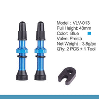 Bicycle 1Pair 48mm 60mm Presta Valve for Road MTB Bicycle Tubeless Tires Brass Core Alloy Stem Tubeless Sealant Compatible