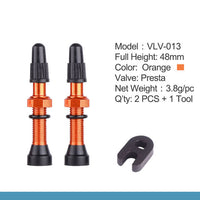 Bicycle 1Pair 48mm 60mm Presta Valve for Road MTB Bicycle Tubeless Tires Brass Core Alloy Stem Tubeless Sealant Compatible