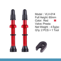 Bicycle 1Pair 48mm 60mm Presta Valve for Road MTB Bicycle Tubeless Tires Brass Core Alloy Stem Tubeless Sealant Compatible