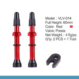 Bicycle 1Pair 48mm 60mm Presta Valve for Road MTB Bicycle Tubeless Tires Brass Core Alloy Stem Tubeless Sealant Compatible