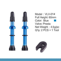 Bicycle 1Pair 48mm 60mm Presta Valve for Road MTB Bicycle Tubeless Tires Brass Core Alloy Stem Tubeless Sealant Compatible