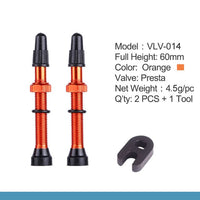 Bicycle 1Pair 48mm 60mm Presta Valve for Road MTB Bicycle Tubeless Tires Brass Core Alloy Stem Tubeless Sealant Compatible