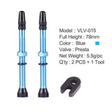 Bicycle 1Pair 48mm 60mm Presta Valve for Road MTB Bicycle Tubeless Tires Brass Core Alloy Stem Tubeless Sealant Compatible